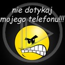 buźka buzia zły stworek napis tekst nie dotykaj mojego telefonu