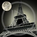 noc księżyc Francja wieża Paryż widok budowla eiffla